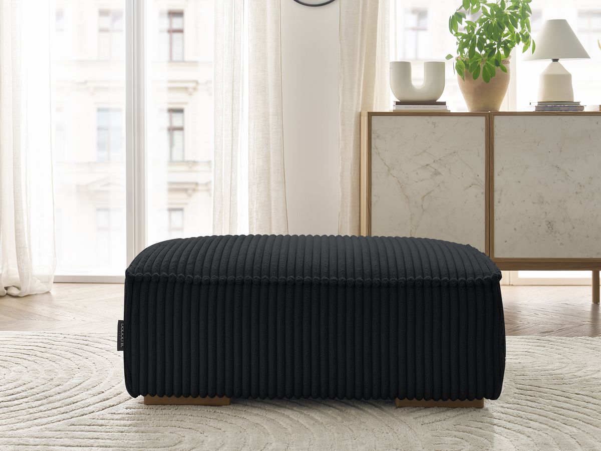Pouf CHELSEA gros côtelé doux noir — vue 5