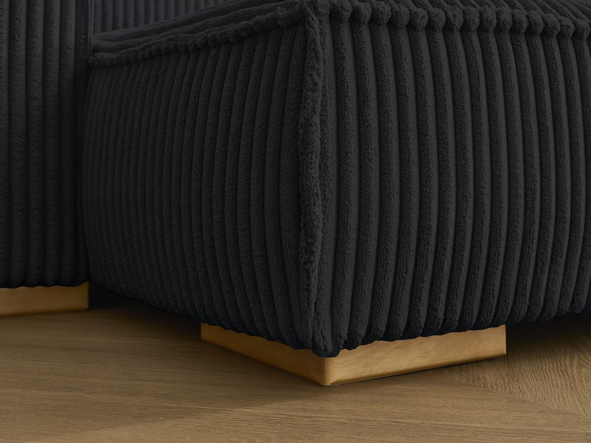 Canapé droit convertible coffre CHELSEA gros côtelé doux avec pouf