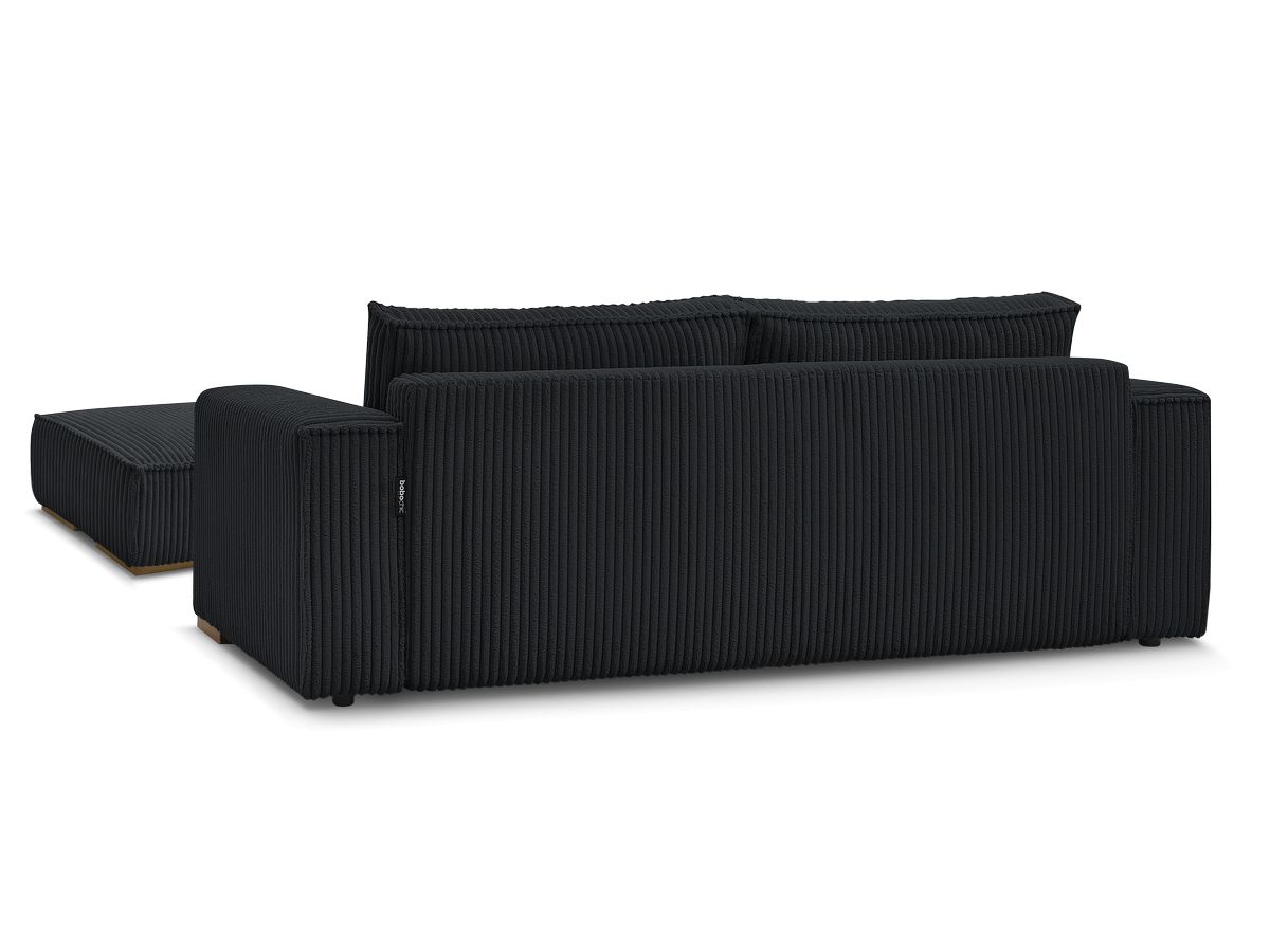 Canapé droit convertible coffre CHELSEA gros côtelé doux avec pouf