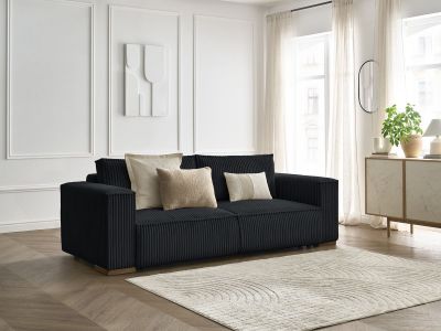 Canapé droit convertible coffre CHELSEA gros côtelé doux