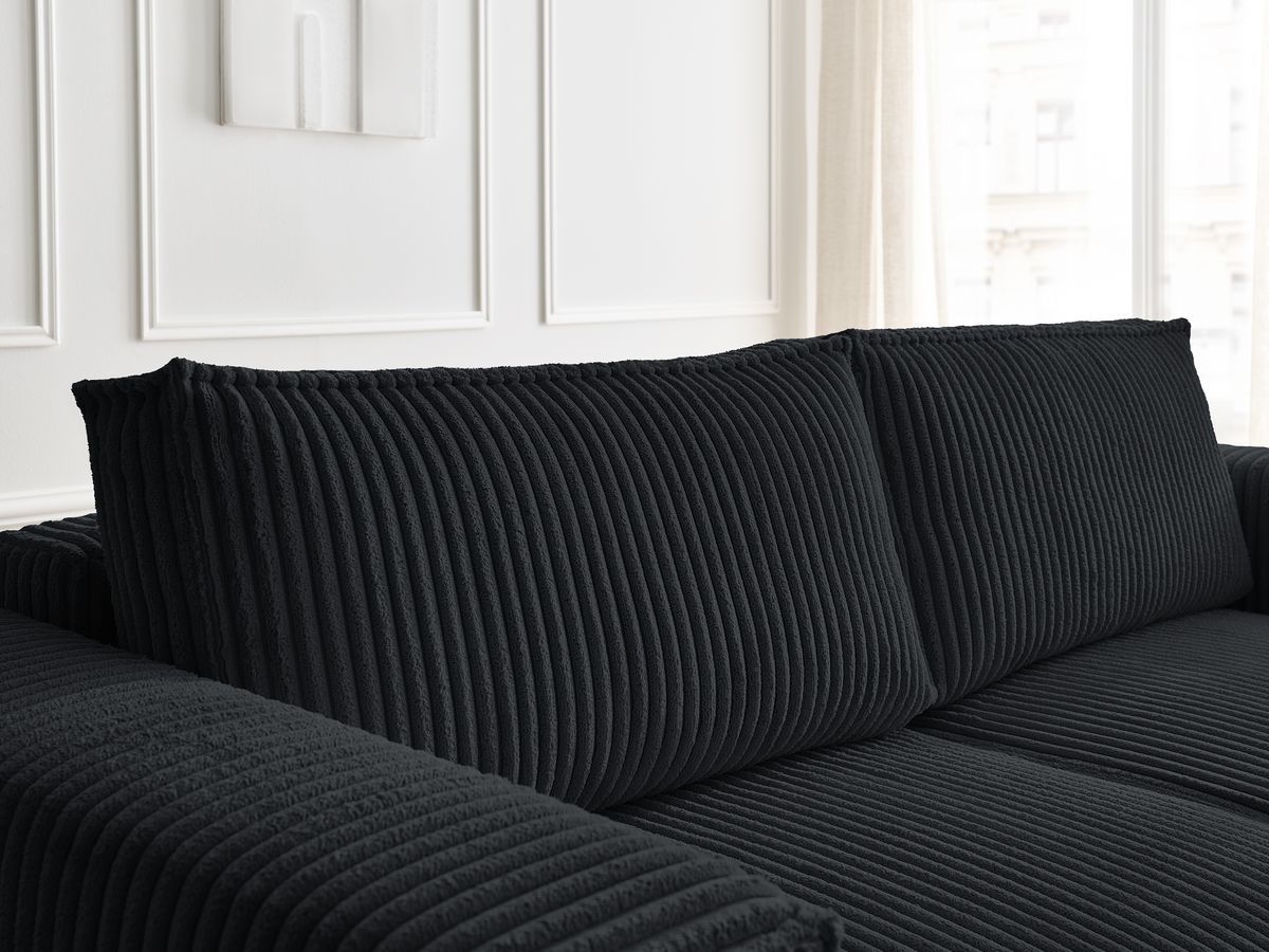 Canapé d'angle fixe EVEREST tissu chiné - Orange - Angle droit - 10 coussins
