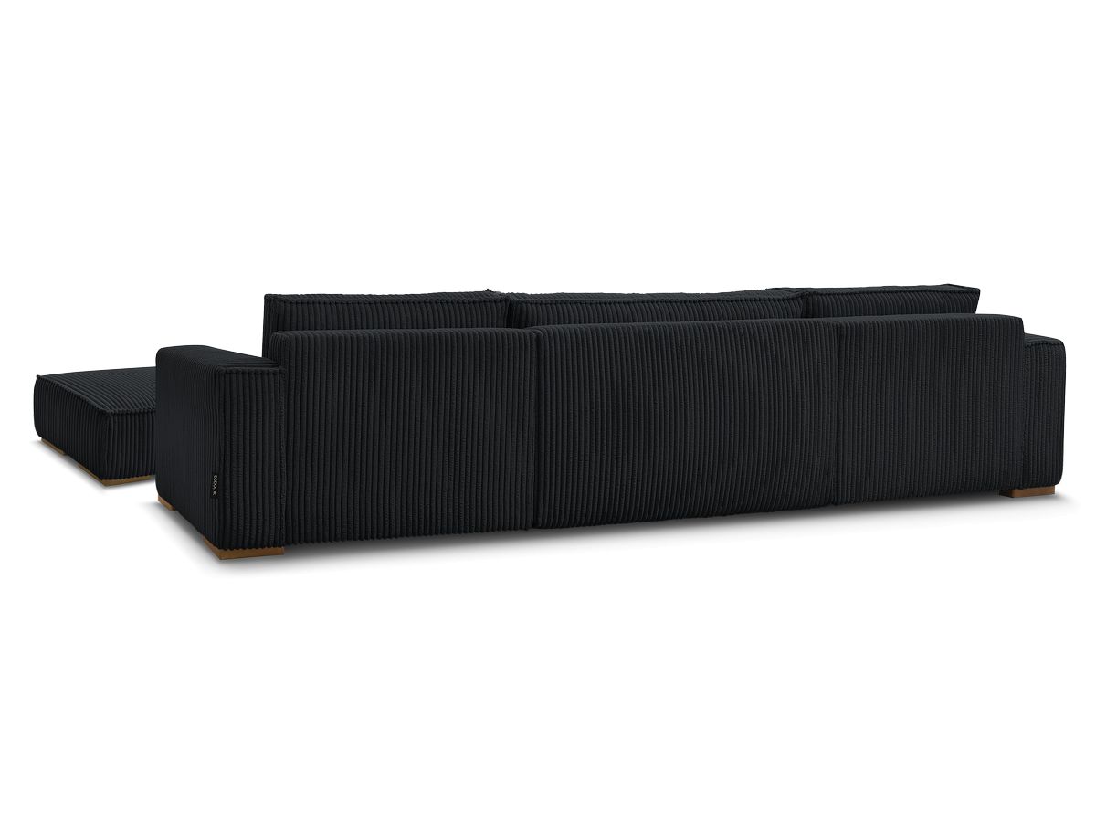 Canapé panoramique convertible coffre CHELSEA gros côtelé doux avec pouf