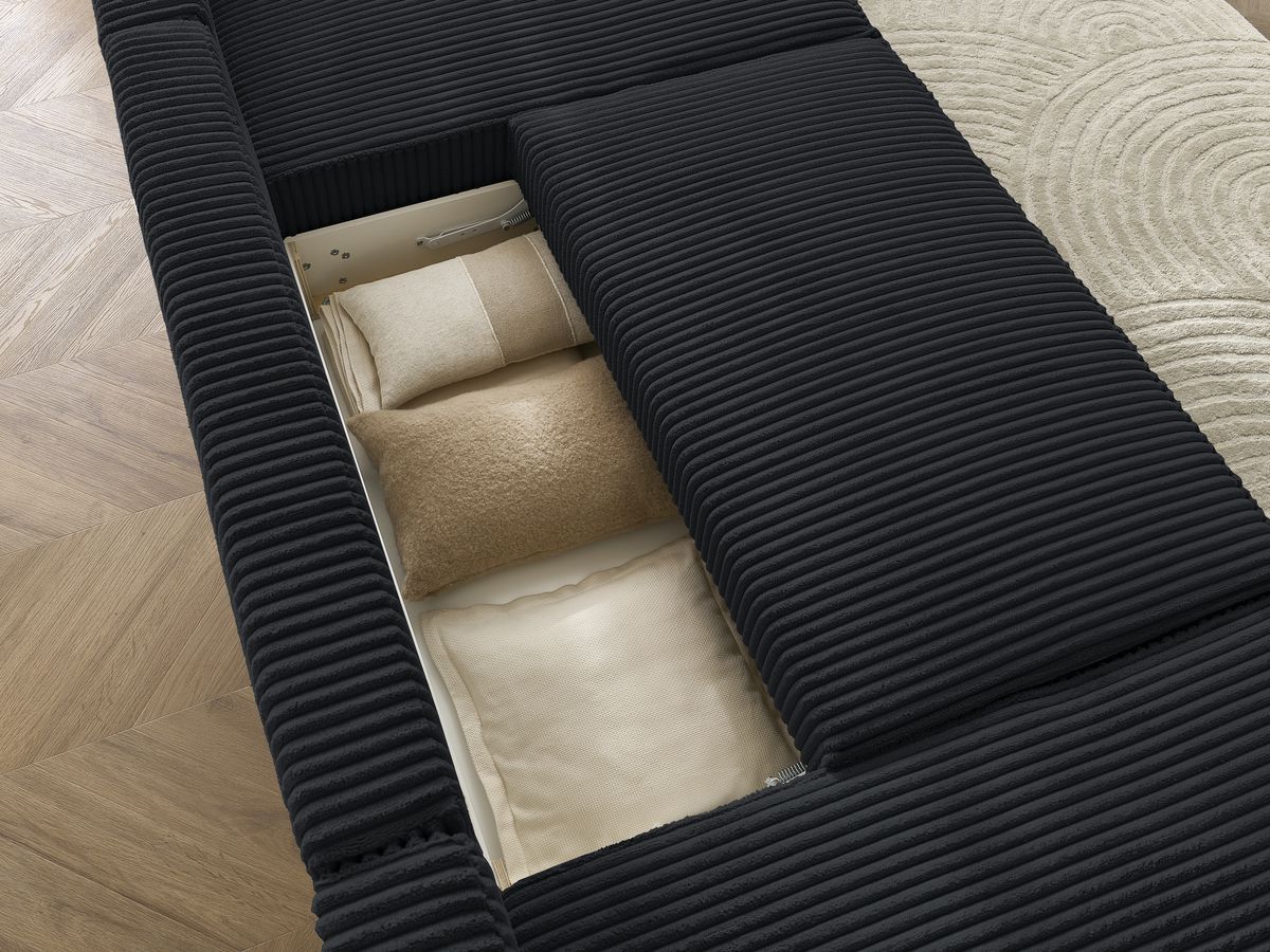 Canapé d'angle fixe EVEREST tissu chiné - Orange - Angle droit - 10 coussins
