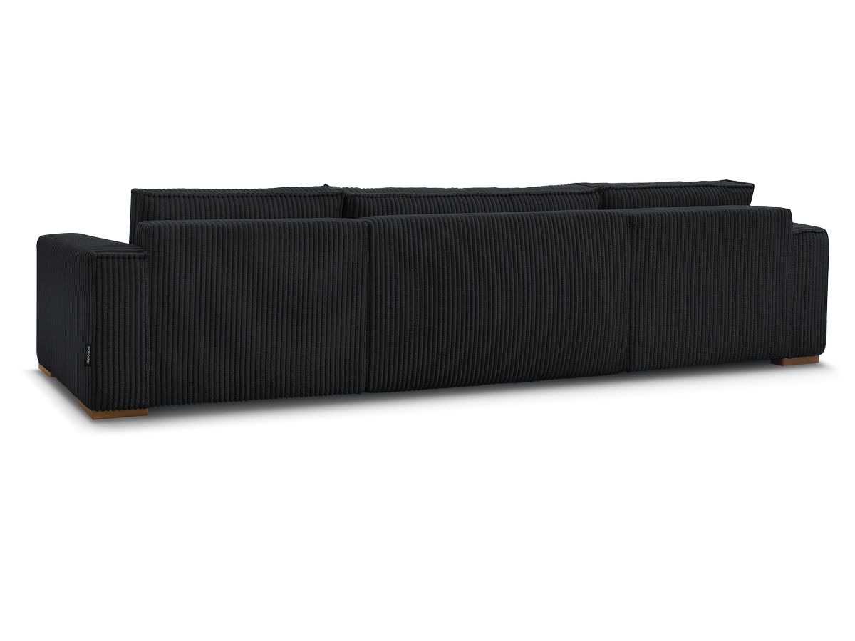 Canapé d'angle fixe EVEREST tissu chiné - Orange - Angle droit - 10 coussins