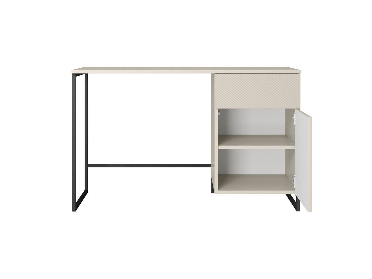 Bureau 1 porte et 1 tiroir ALICE pieds en métal beige — vue 6