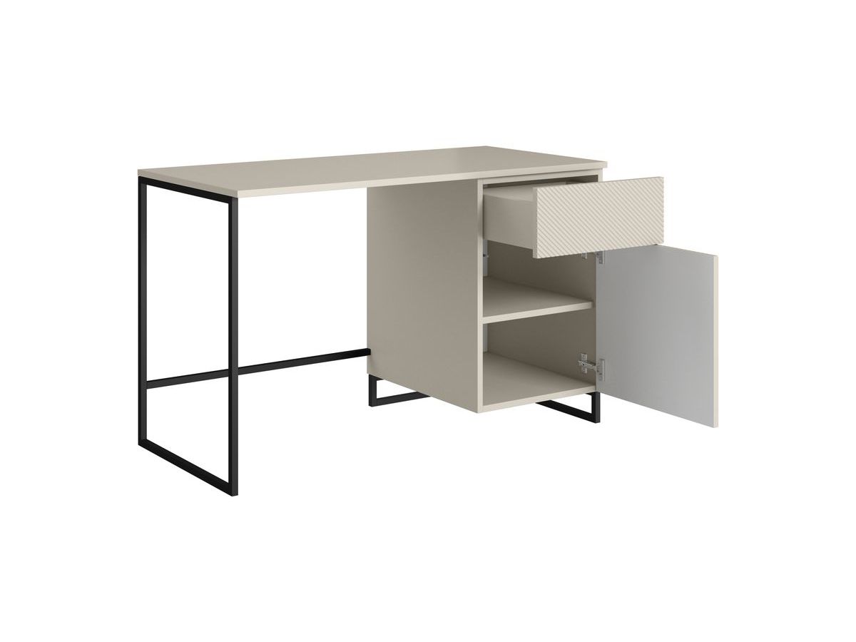 Bureau 1 porte et 1 tiroir ALICE pieds en métal beige — vue 5