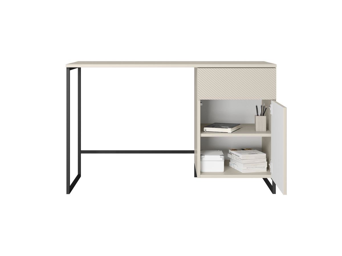 Bureau 1 porte et 1 tiroir ALICE pieds en métal beige — vue 4