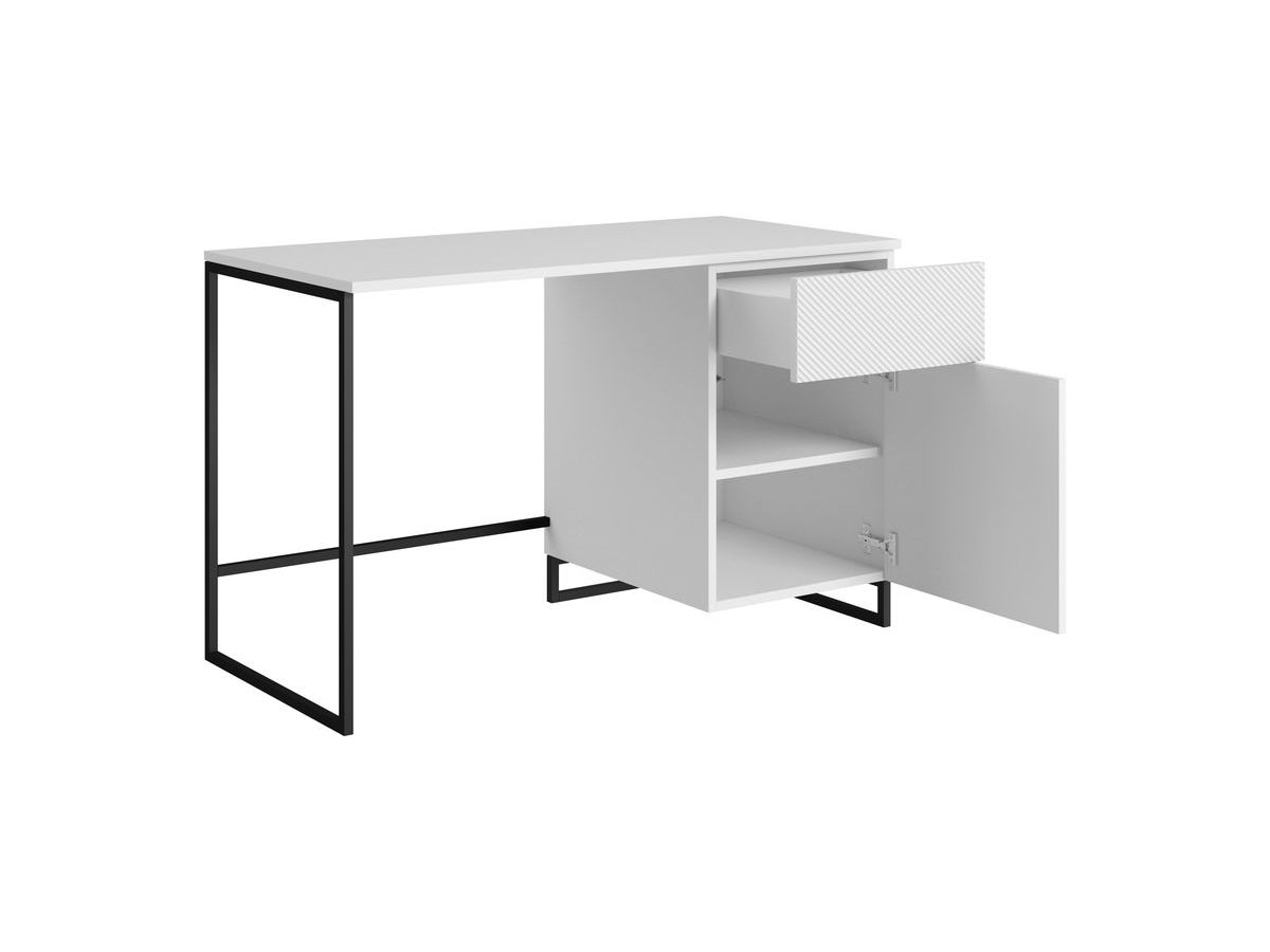 Bureau 1 porte et 1 tiroir ALICE pieds en métal blanc — vue 6