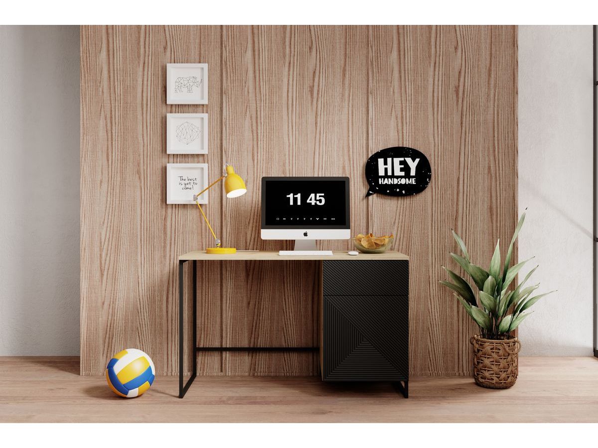 Bureau 1 porte et 1 tiroir ALICE pieds en métal