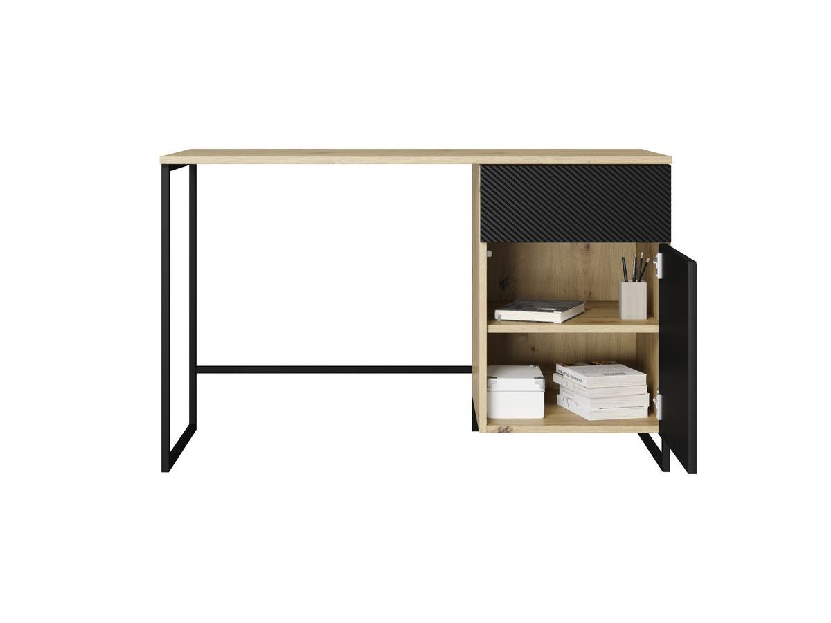 Bureau 1 porte et 1 tiroir ALICE pieds en métal chêne et noir — vue 5