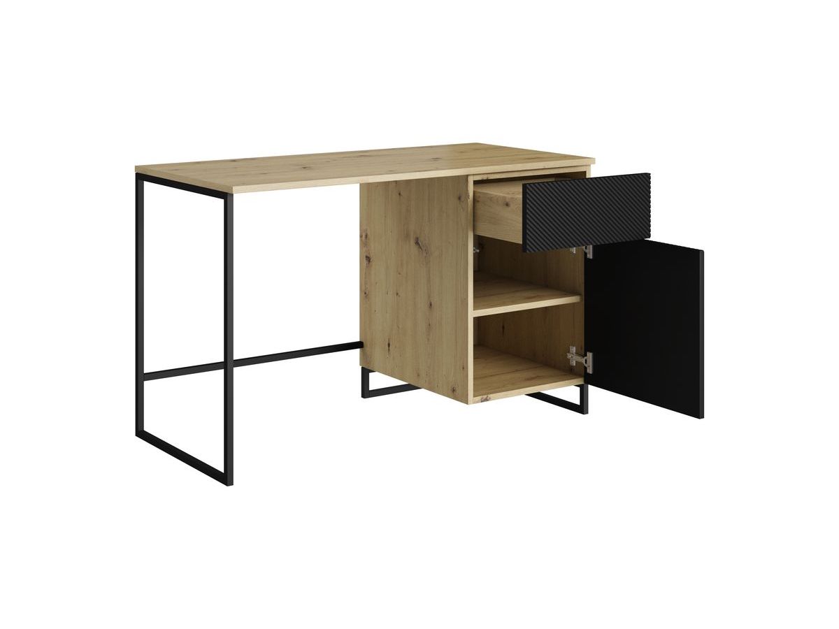 Bureau 1 porte et 1 tiroir ALICE pieds en métal chêne et noir — vue 6