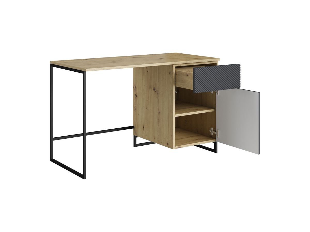 Bureau 1 porte et 1 tiroir ALICE pieds en métal gris foncé — vue 6