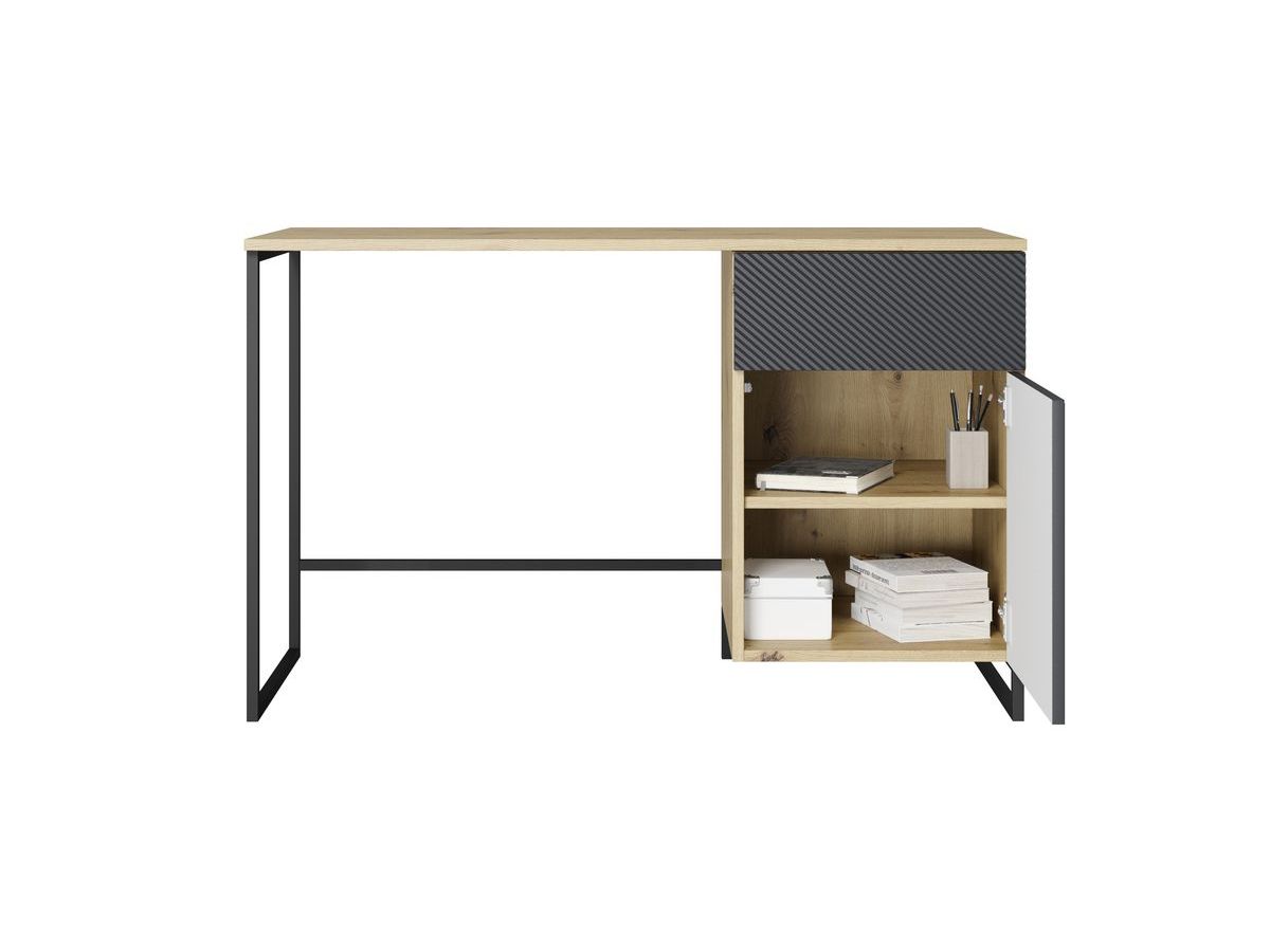 Bureau 1 porte et 1 tiroir ALICE pieds en métal gris foncé — vue 5