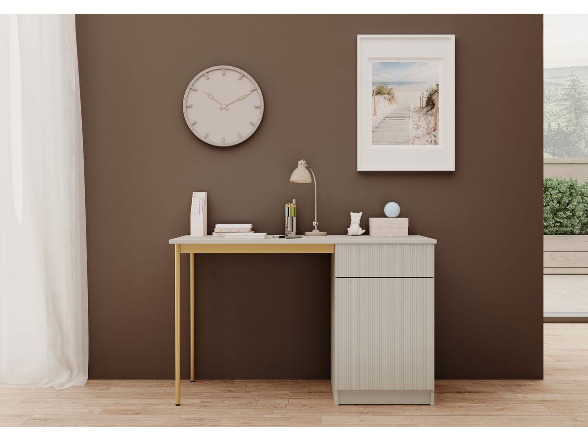 KASHA bureau met 1 deur en 1 lade, gouden poten