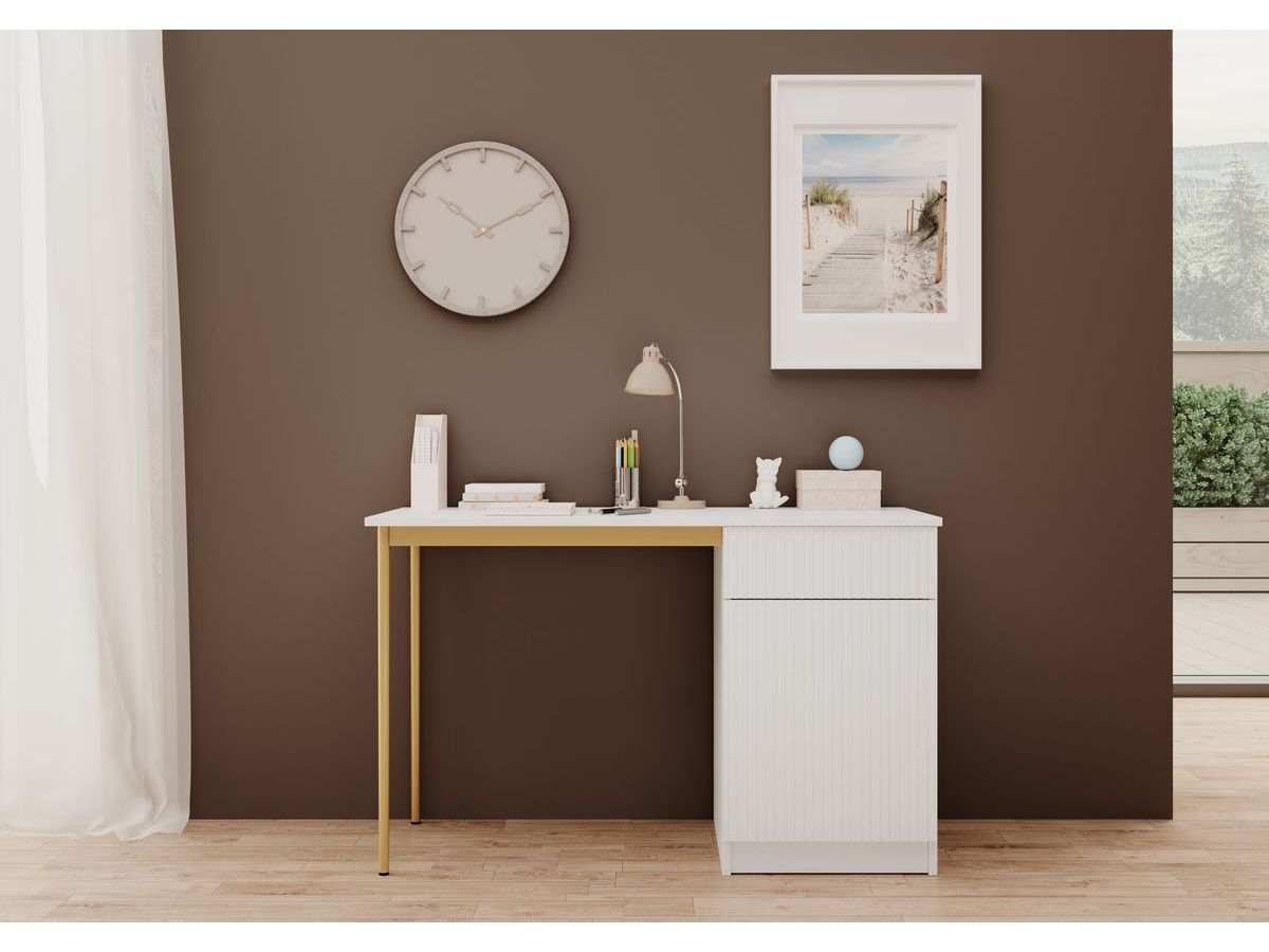 KASHA bureau met 1 deur en 1 lade, gouden poten
