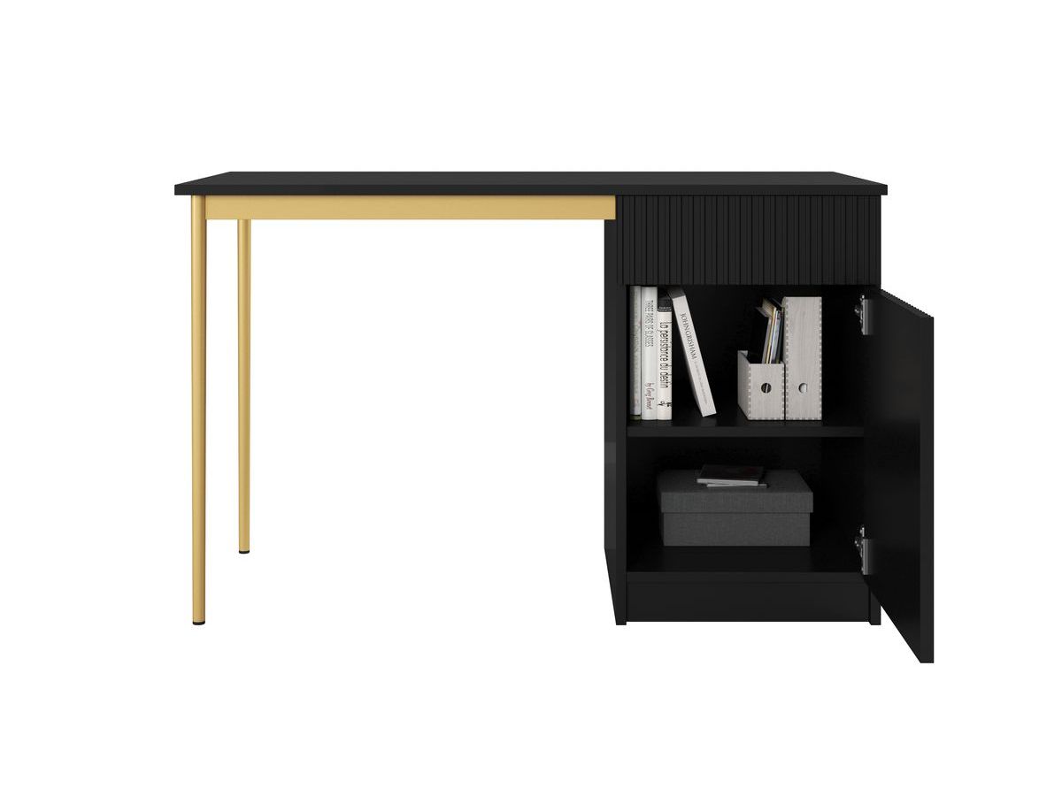 KASHA bureau met 1 deur en 1 lade, gouden poten