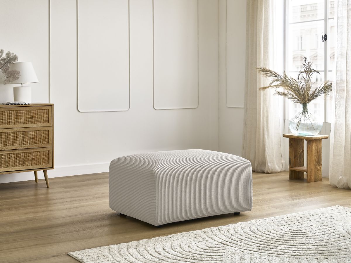 Pouf TINA velours côtelé beige — vue 5