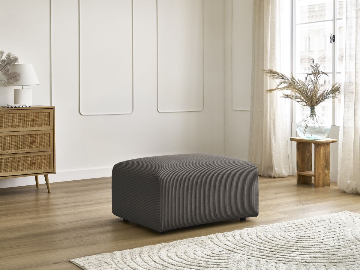 Pouf TINA velours côtelé taupe — vue 5