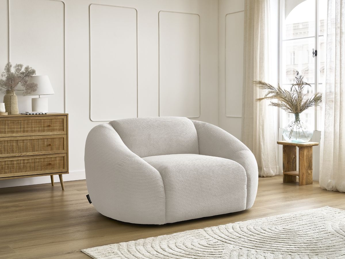Fauteuil TINA velours côtelé beige — vue 5