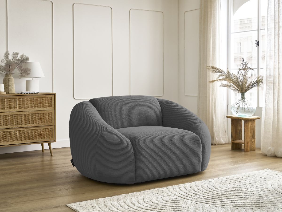 Fauteuil TINA velours côtelé gris foncé — vue 5