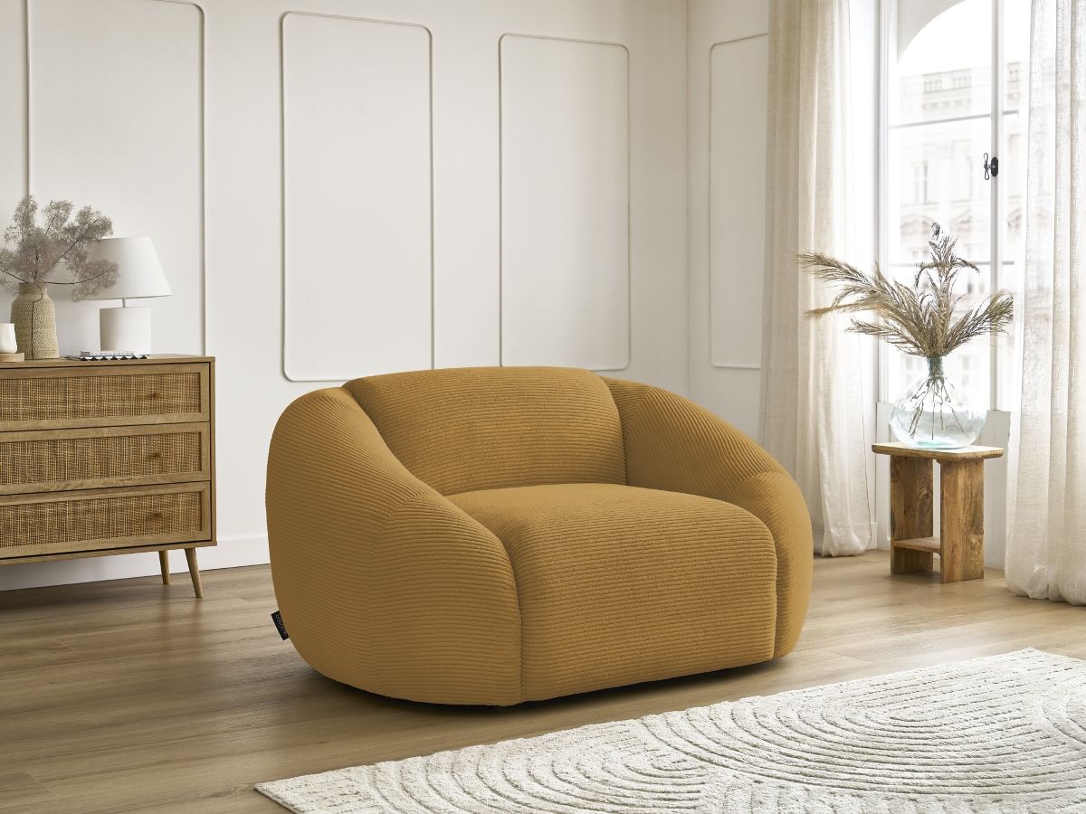 Fauteuil TINA velours côtelé jaune — vue 5