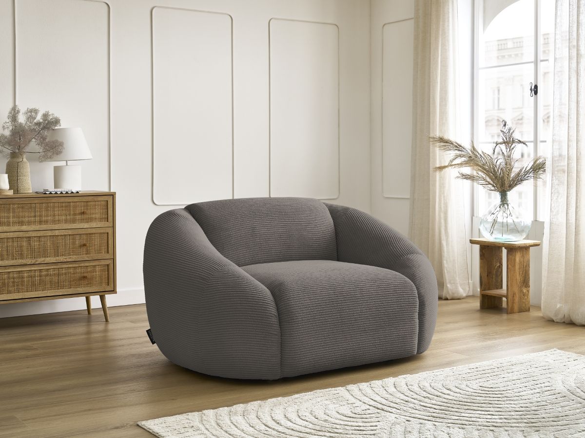Fauteuil TINA velours côtelé taupe — vue 5