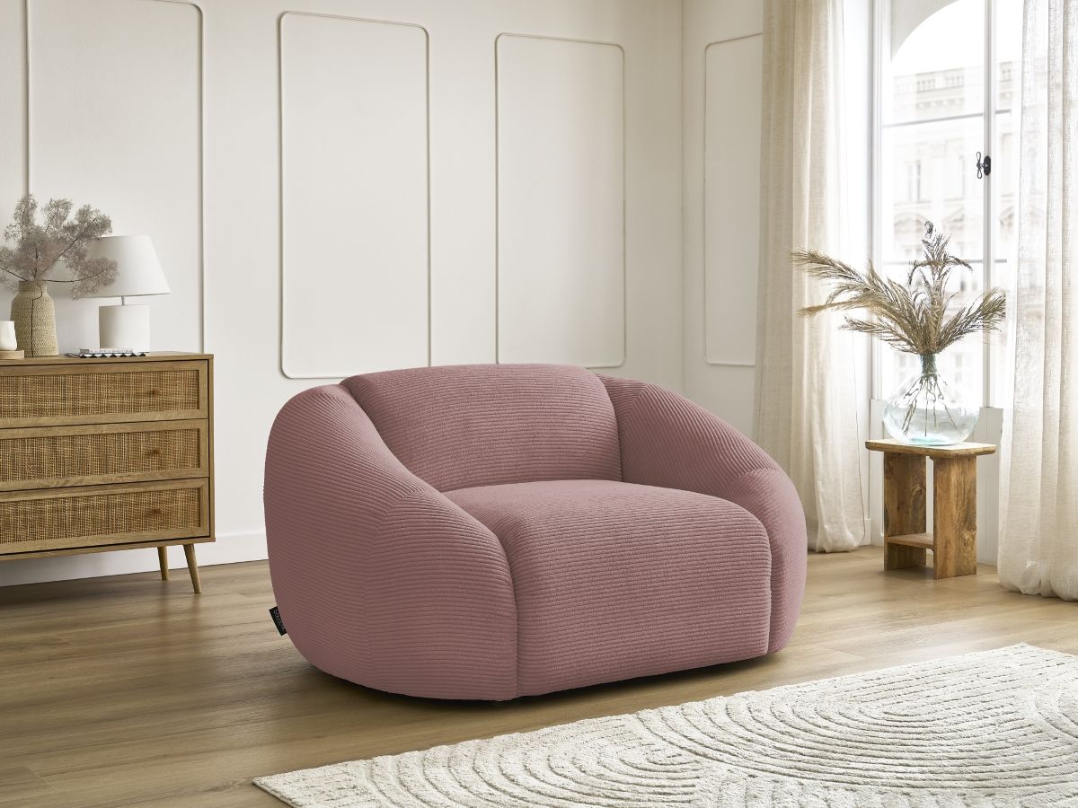 Fauteuil TINA velours côtelé rose — vue 5