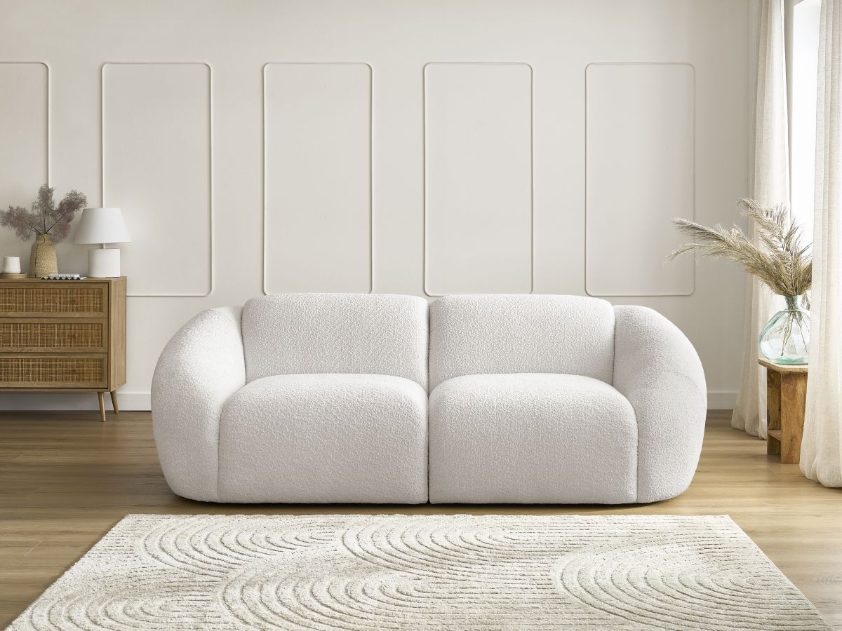 Canapé droit 2 places TINA bouclette blanc — vue 5