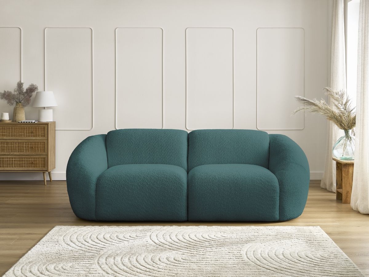 Canapé droit 2 places TINA bouclette bleu clair — vue 5
