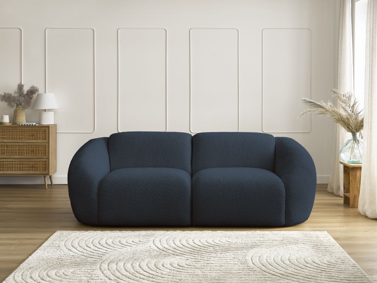 Canapé droit 2 places TINA bouclette bleu foncé — vue 5