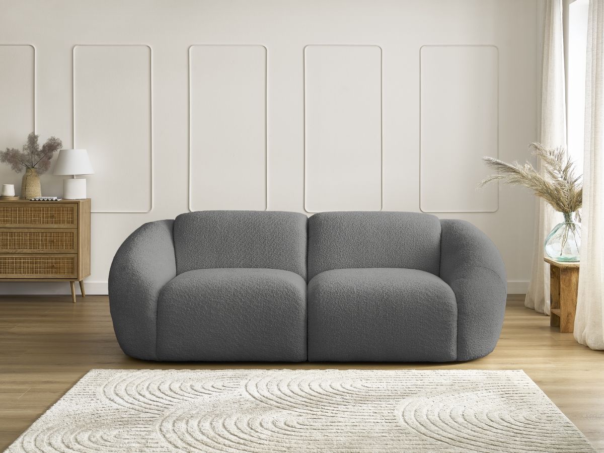 Canapé droit 2 places TINA bouclette gris foncé — vue 5