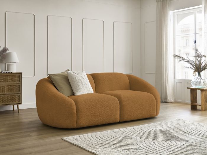 Canapé droit fixe 2 places TINA tissu bouclette