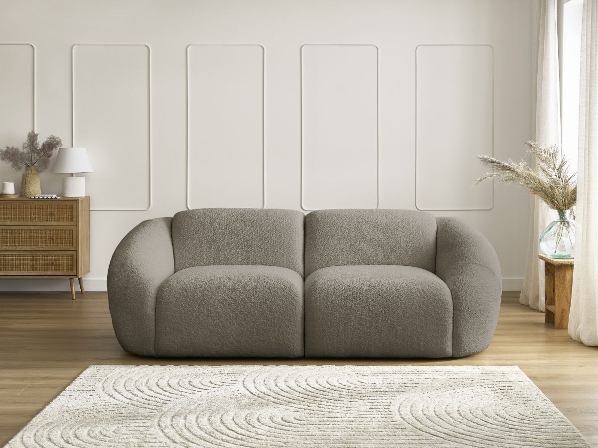 Canapé droit 2 places TINA bouclette taupe — vue 5