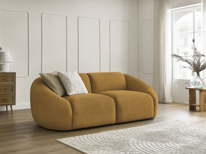 Canapé droit fixe 2 places TINA velours côtelé