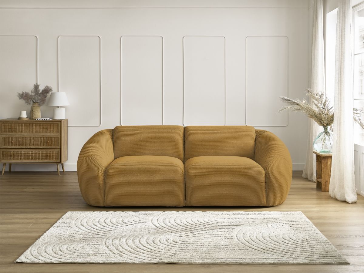 Canapé droit 2 places TINA velours côtelé jaune — vue 5