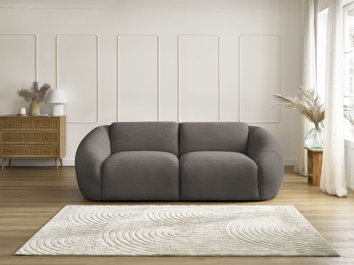 Canapé droit 2 places TINA velours côtelé taupe — vue 5