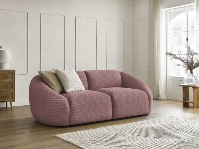 Canapé droit fixe 2 places TINA velours côtelé