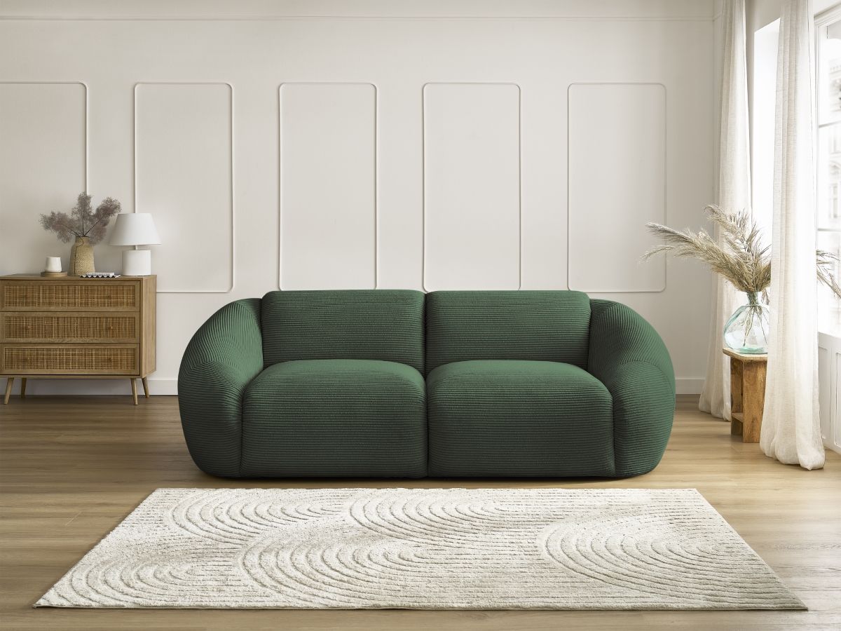 Canapé droit 2 places TINA velours côtelé vert — vue 5