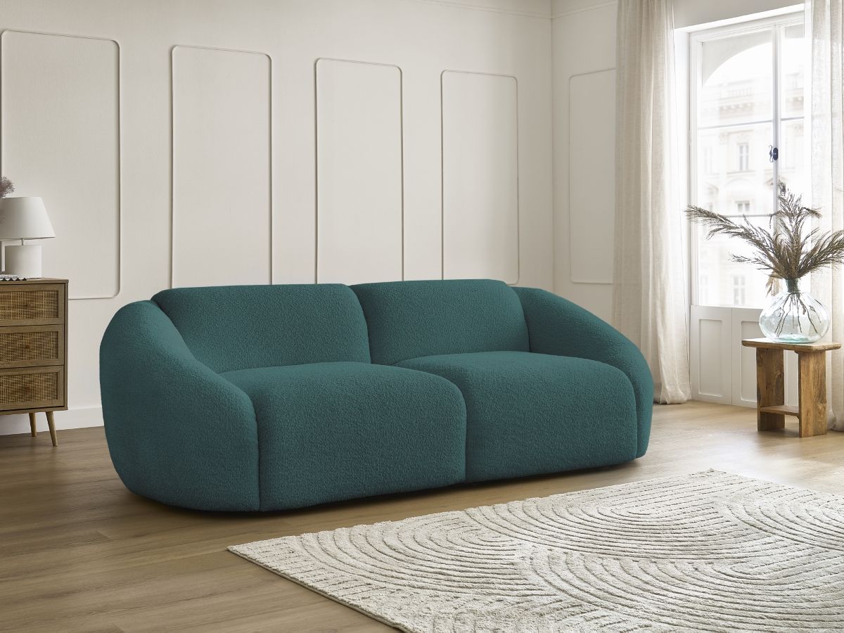 Canapé droit 3 places TINA bouclette bleu clair — vue 5