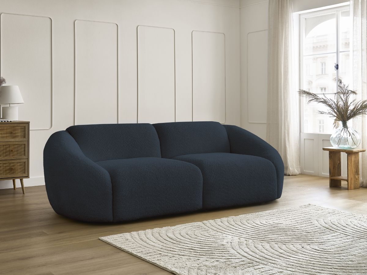 Canapé droit 3 places TINA bouclette bleu foncé — vue 5