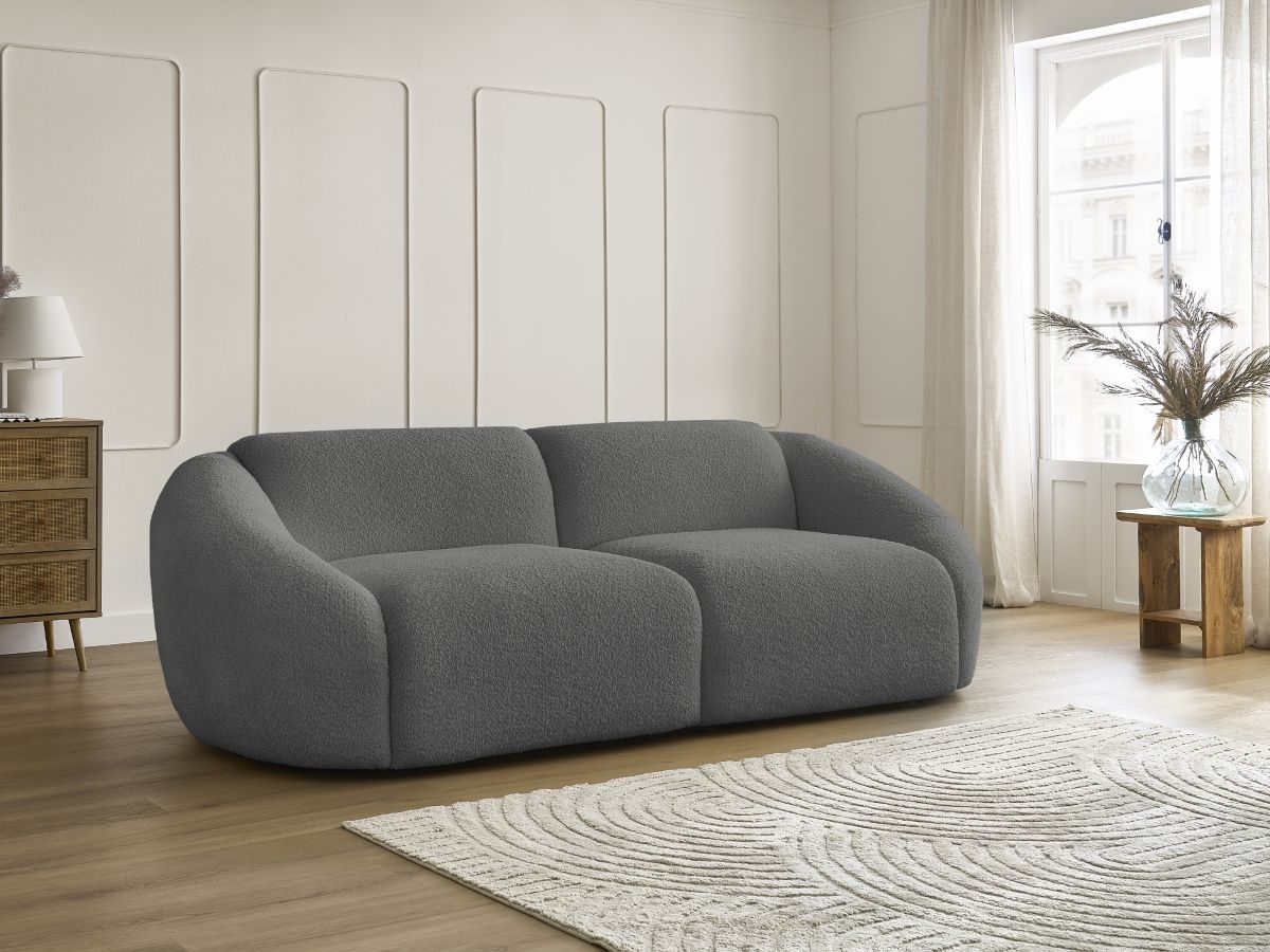 Canapé droit 3 places TINA bouclette gris foncé — vue 5