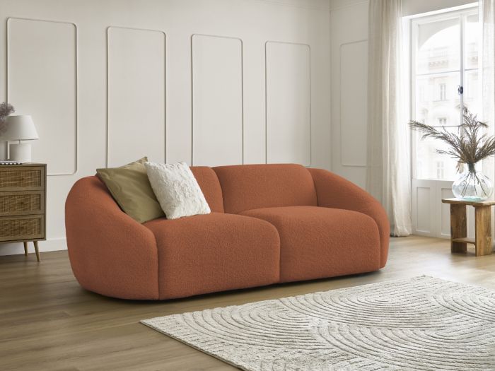 Canapé droit fixe 3 places TINA tissu bouclette