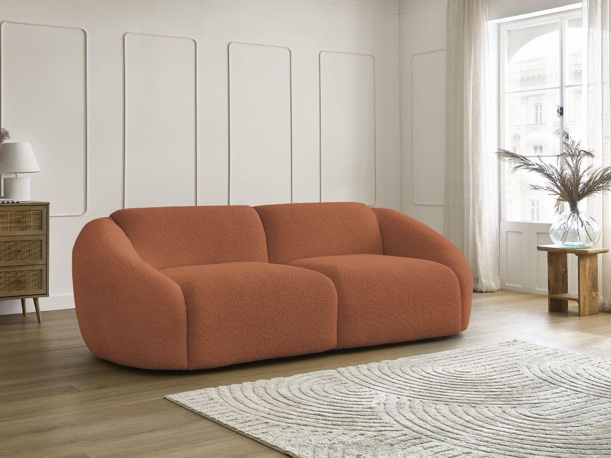 Canapé droit 3 places TINA bouclette orange — vue 5