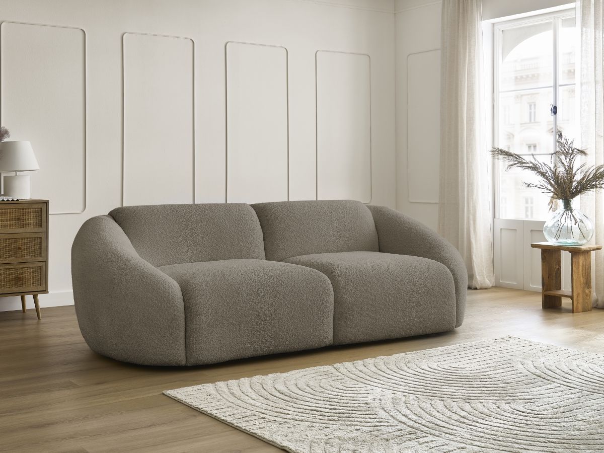 Canapé droit 3 places TINA bouclette taupe — vue 5