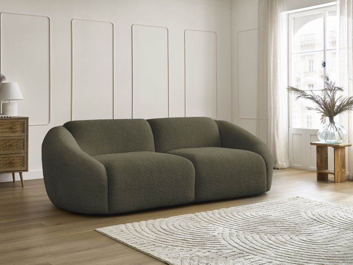 Canapé droit 3 places TINA bouclette vert — vue 5