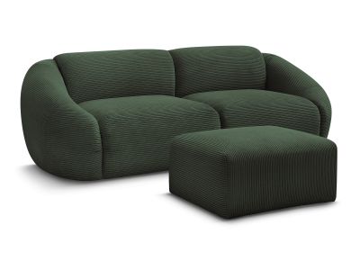 Canapé droit fixe 3 places TINA velours côtelé avec pouf