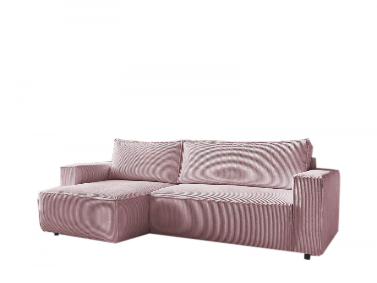 Canapé d'angle réversible convertible coffre NIHAD velours côtelé