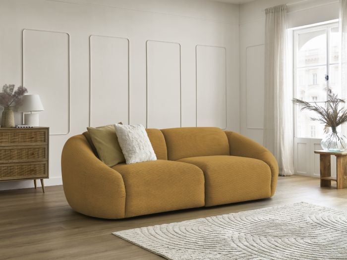 Canapé droit fixe 3 places TINA velours côtelé