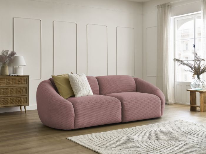 Canapé droit fixe 3 places TINA velours côtelé