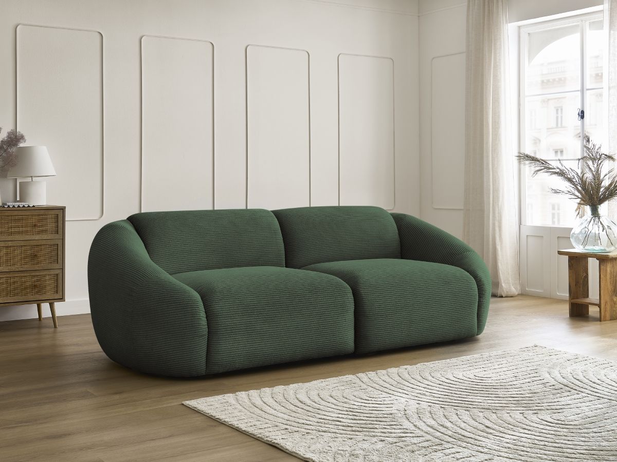 Canapé droit 3 places TINA velours côtelé vert — vue 5